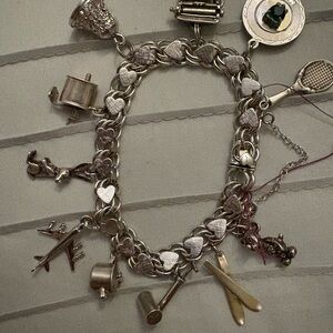 Heart Charm Sterling Silver Bracelet